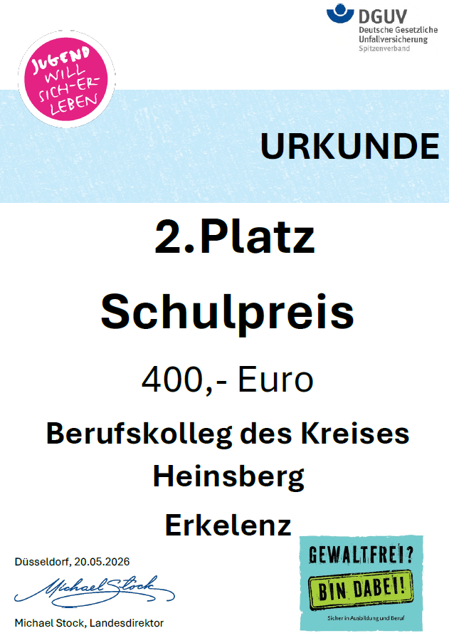 2. Platz beim DGUV-Wettbewerb 2026